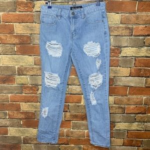Blue faith distressed jeans